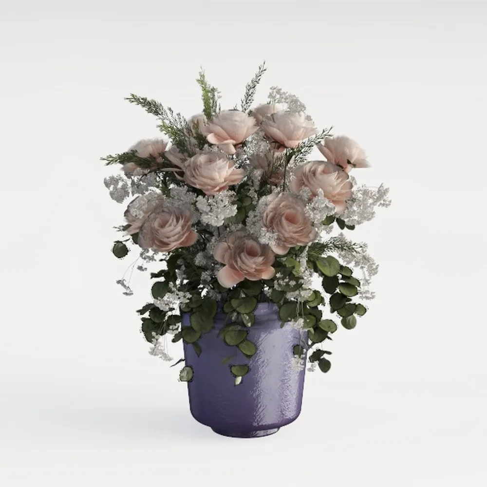 Enra Vintage vase,Green and Beige Ceramic