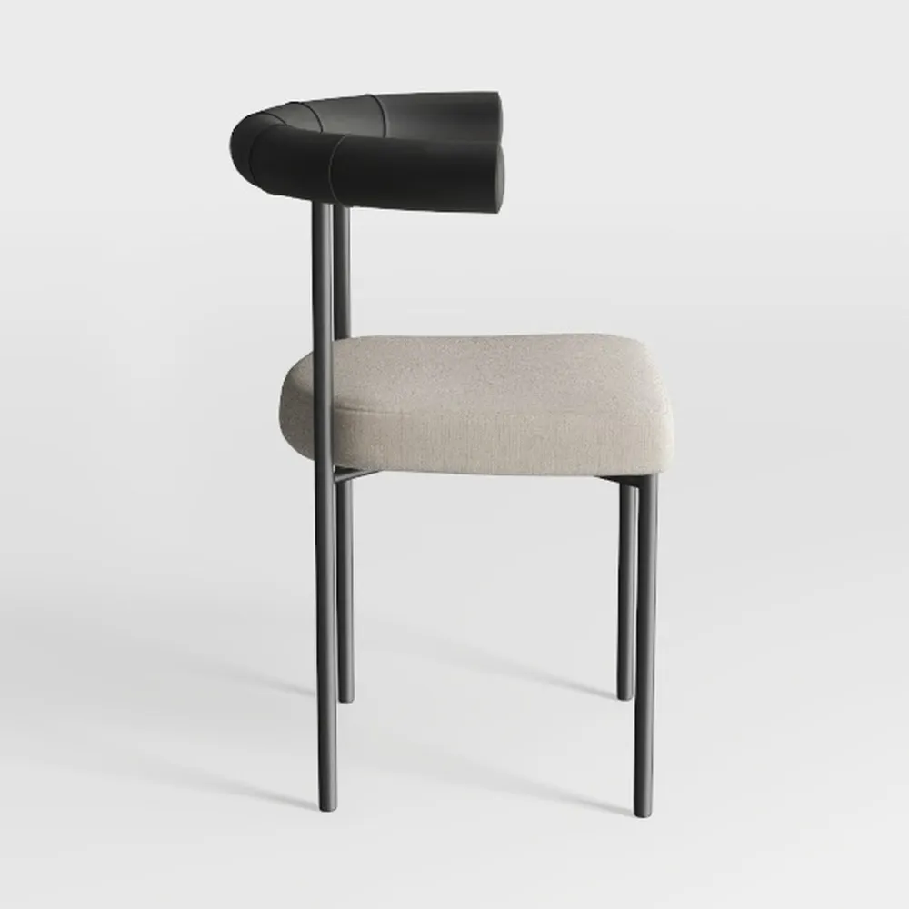 Boucle Dining Chairs Set of 2, White Mid Century