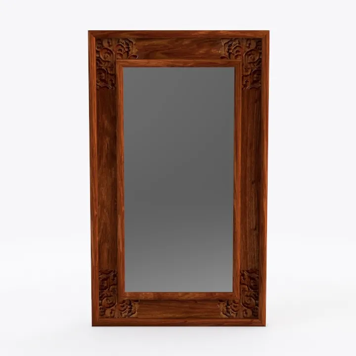 Vintage Carved Solid Wood Wall Mirror 3D Model