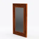 Vintage Carved Solid Wood Wall Mirror 3D Model Left 45 Degree View