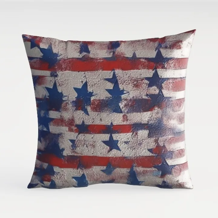 Vintage American Flag Pattern Throw Pillow 3D Model