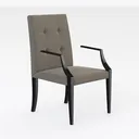 Modern Tufted Fabric Upholstered Black Wood Armchair 3D Model Right 45 Degree View