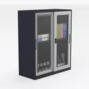 Modern Metal Glass Double Door Office Storage Cabinet 3D Model Right 45 Degree View