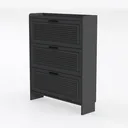 Minimalist Black Solid Wood 3 Drawer Storage Cabinet 3D Model Left 45 Degree View