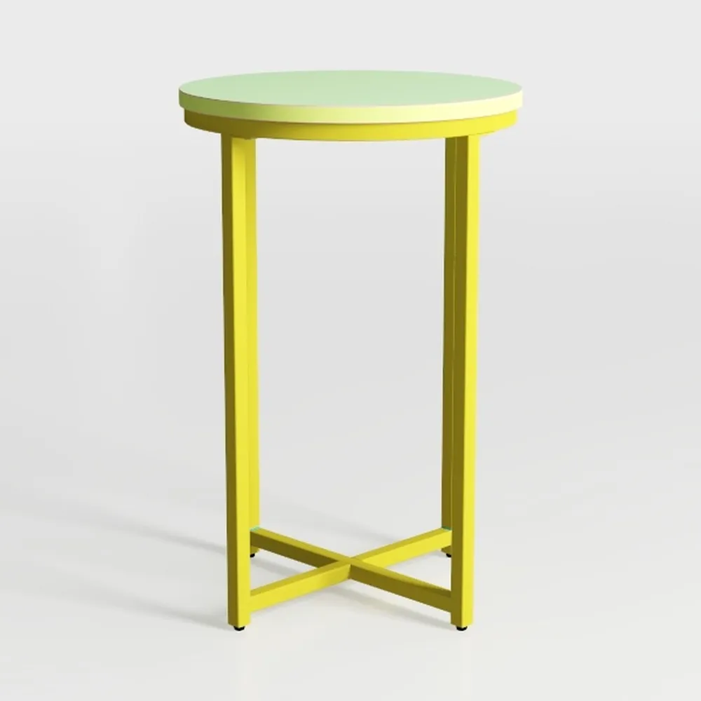 Lemon Yellow Patio Side Table, 18" Weatherproof