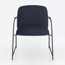 Minimalist Fabric Metal Armchair 3D Model Front View