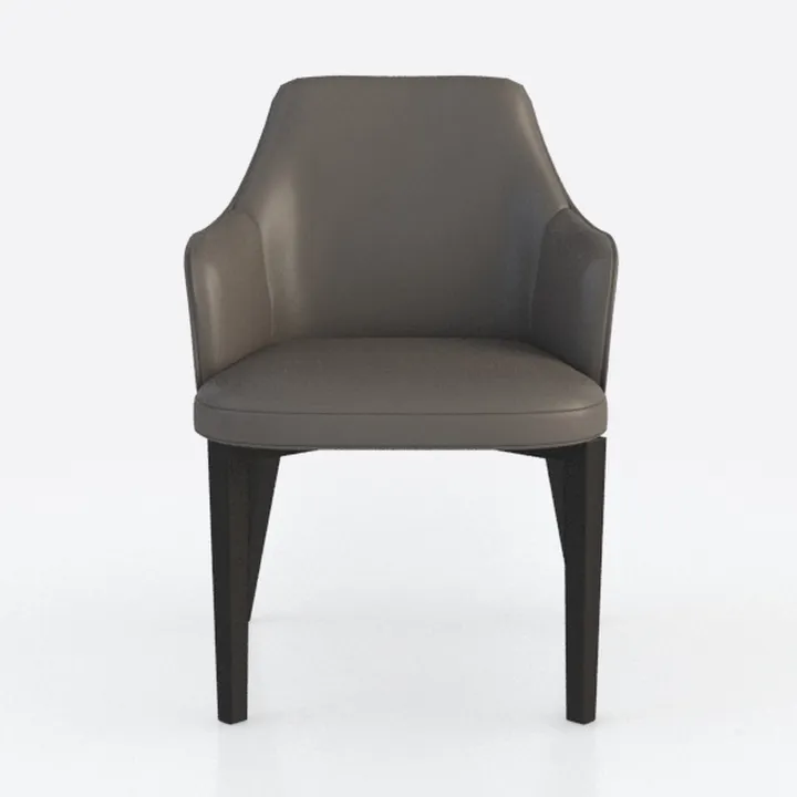Minimalist Gray Leather Upholstered Armchair 3D Model
