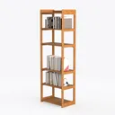 Minimalist Solid Wood Bookshelf Open Storage Display 3D Model Left 45 Degree View