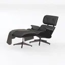 Modern Black Leather Tufted Lounge Chair with Ottoman 3D Model Left 45 Degree View