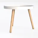 Apicizon Round Side Table, White Tray Nightstand  Left 45 Degree View