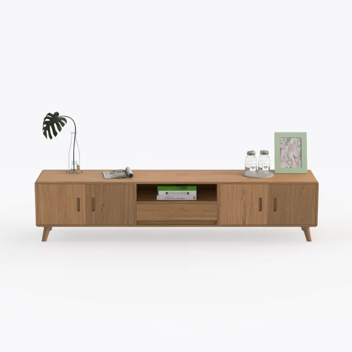 Fluted TV Stand - Modern Wooden Freestanding 
