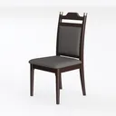 Modern Solid Wood Leather Upholstered Dining Chair 3D Model Left 45 Degree View