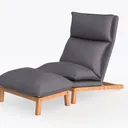 Minimalist Oak Fabric Chaise Lounge 3D Model Left 45 Degree View