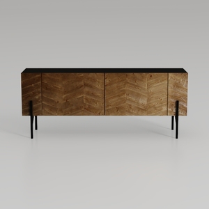 Diya Forged Bronze Finish Console Cabinet - 3D