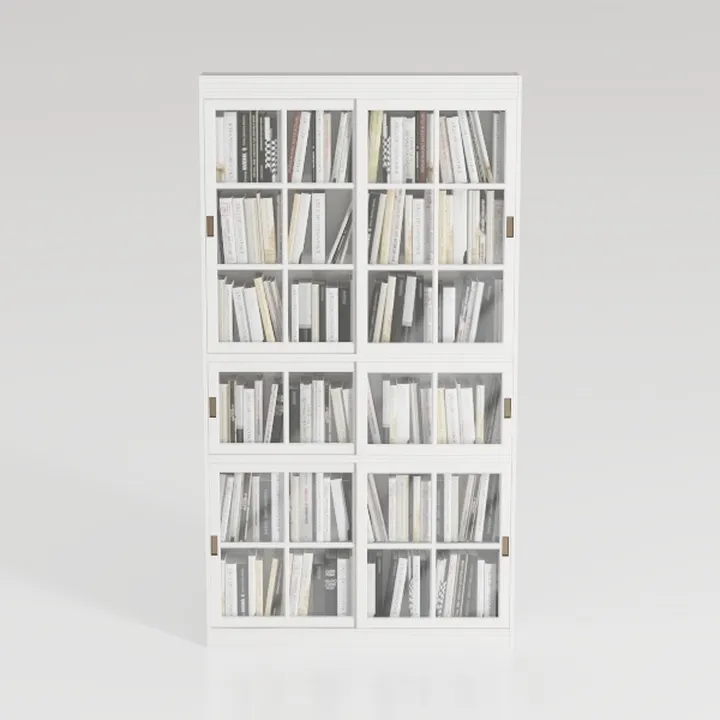 5-Tier Bookshelf, White Bookshelf with Storage