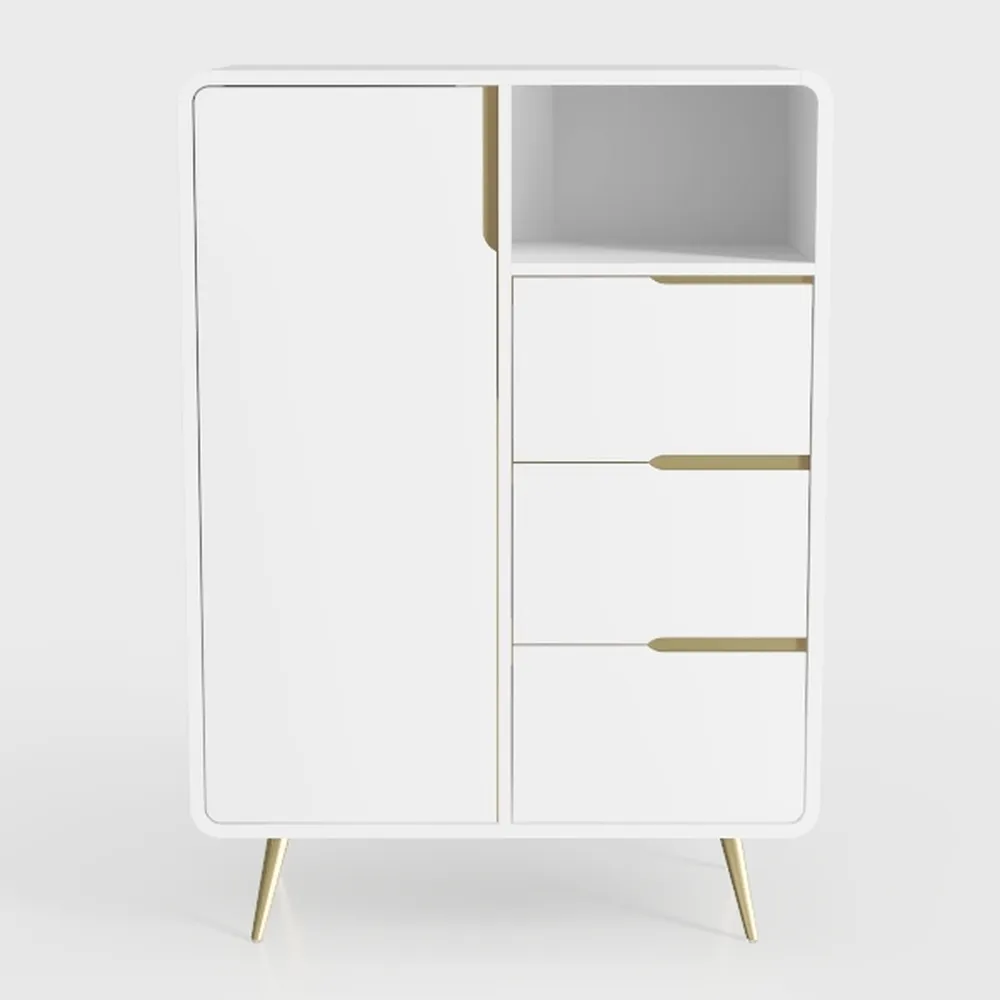 Garvee Wood Storage Cabinet, Modern White