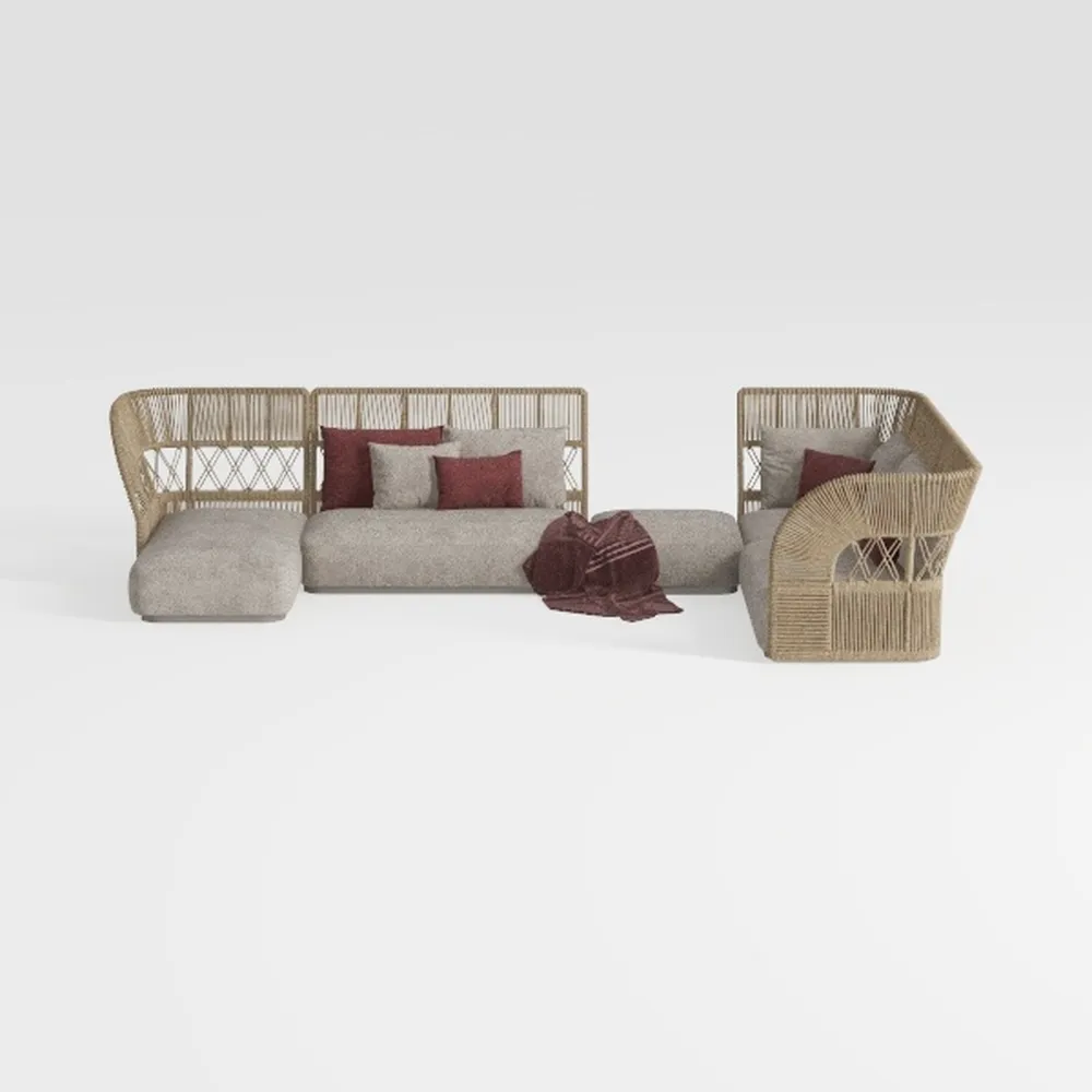 Vista Wicker Outdoor 5-Seat Sectional with Sunbrel