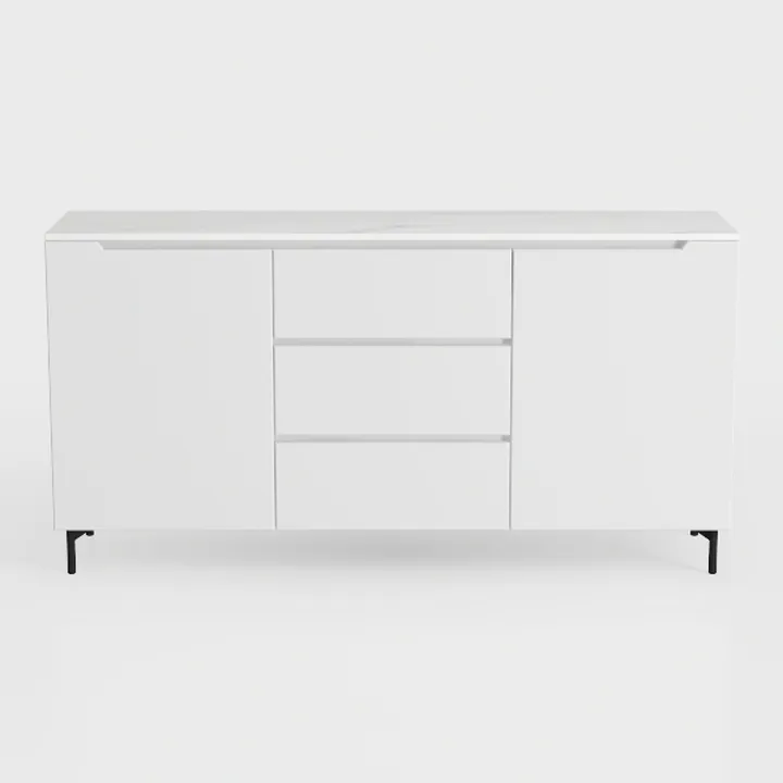 Minimalist White Solid Wood Sideboard with Storage Drawers Cabinets 3D Model