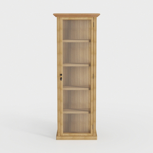 Modern Solid Oak Glass Door Display Cabinet 3D Model