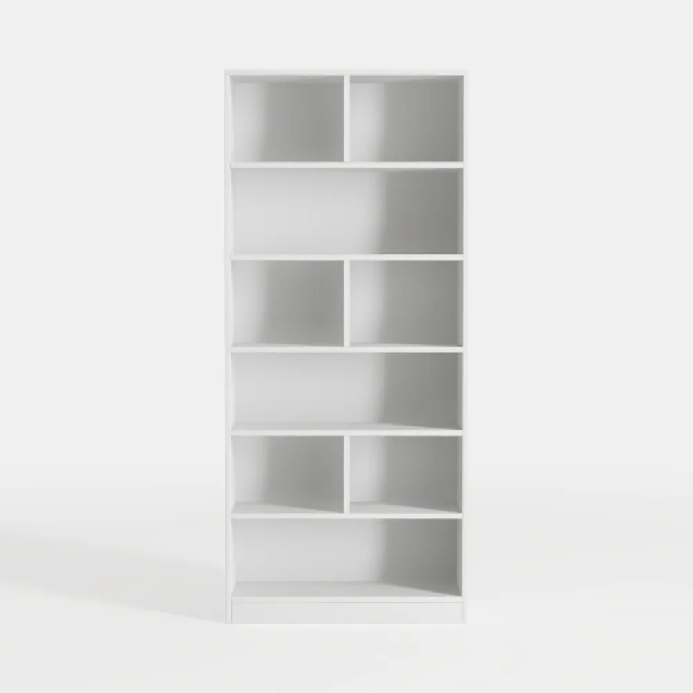 VECELO 42" Modern White Bookshelf, 7 Cube