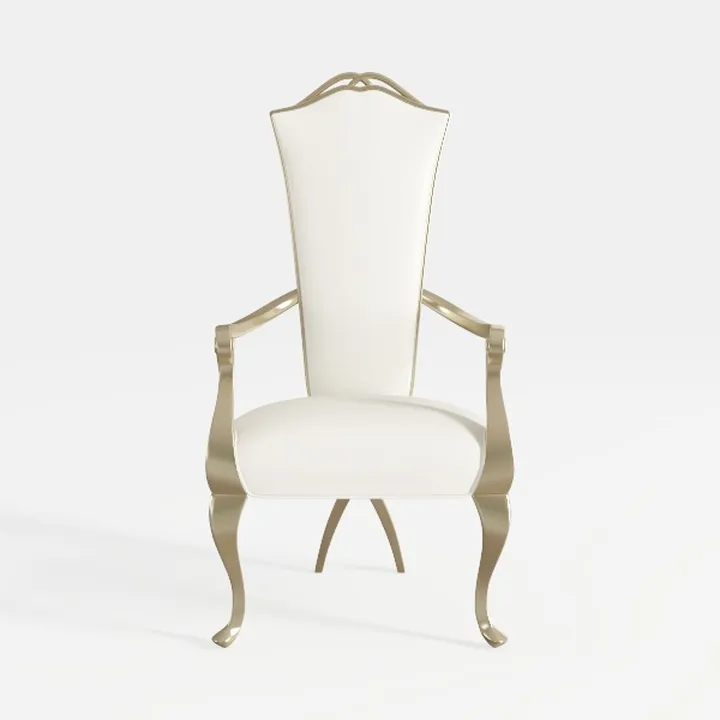 Modern Luxury Leather Metal Trim Tall Back Armchair 3D Model