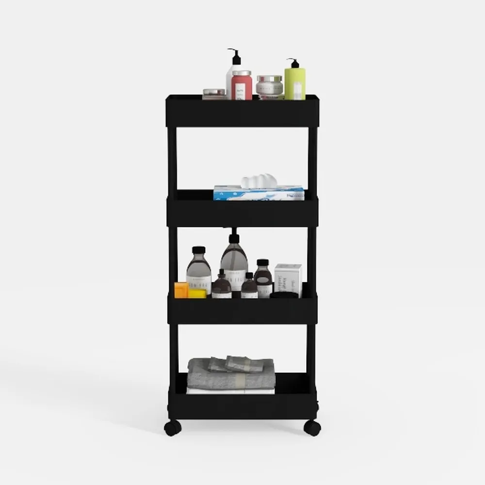 SPACEKEEPER Storage Cart 4-Tier, Bathroom Rolling