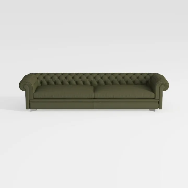 Elegant Leather Sofa Tufted Design Green Four