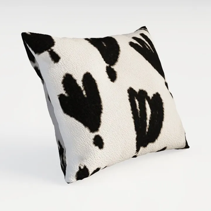 Minimalist Black White Print Fabric Throw Pillow 3D Model