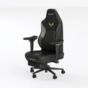 Black Leather Ergonomic Gaming Chair 3D Model Left 45 Degree View