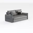 Minimalist Gray Fabric Loveseat Sofa with Decorative Throw Pillows 3D Model Right 45 Degree View