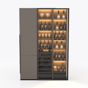 Modern Minimalist Solid Wood Glass Fronted Wine Cabinet 3D Model
