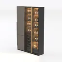 Modern Minimalist Solid Wood Glass Fronted Wine Cabinet 3D Model Left 45 Degree View