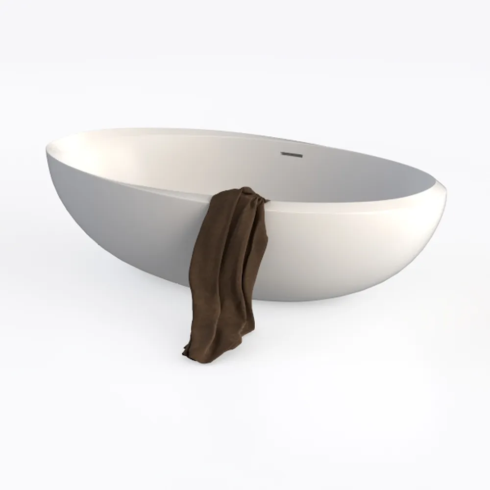 71" Stone Resin Freestanding Bathtub, Luxury Oval