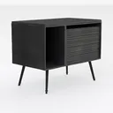 Modern Black Metal Solid Wood Sideboard Cabinet with Fluted Doors 3D Model Right 45 Degree View