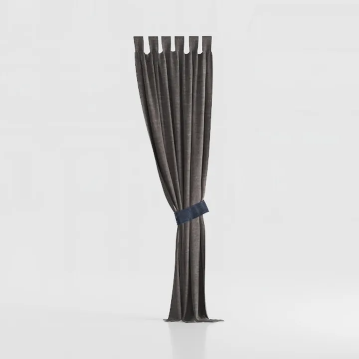 Minimalist Dark Gray Fabric Window Curtain 3D Model