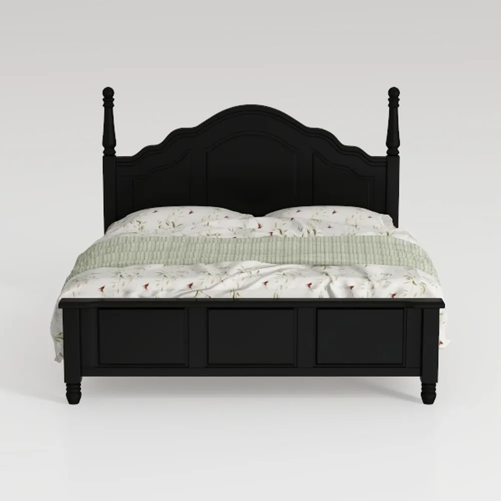 LOPOO Elegant King Size Sleigh Bed with Solid Wood