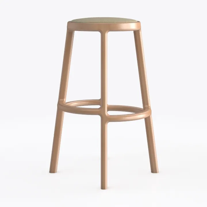 Beatus Beige Woven Fabric Counter Stool with Natur