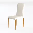 Minimalist Faux Leather Wooden Dining Chair 3D Model Left 45 Degree View