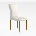 Minimalist Faux Leather Wooden Dining Chair 3D Model Right 45 Degree View