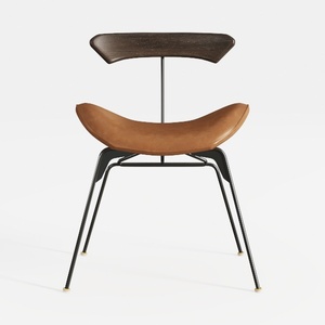 Modern Leather Metal Wood Accent Chair 3D Model