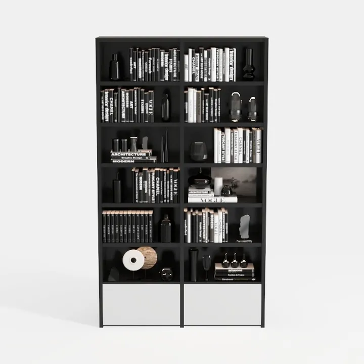 70" Tall Book Shelf and Bookcase, Black Bookshelf