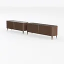Modern Walnut Marble Top Fluted TV Cabinet 3D Model Left 45 Degree View