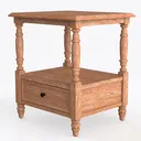Vintage Solid Wood Single Drawer Square Side End Table 3D Model Left 45 Degree View