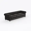 Vintage Leather Chesterfield Tufted 3 Seater Sofa 3D Model Right 45 Degree View