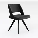 Modern Black Leather Upholstered Dining Chair 3D Model Right 45 Degree View