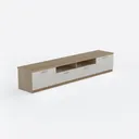 Minimalist Solid Wood Two Tone TV Stand With Storage Drawers 3D Model Right 45 Degree View