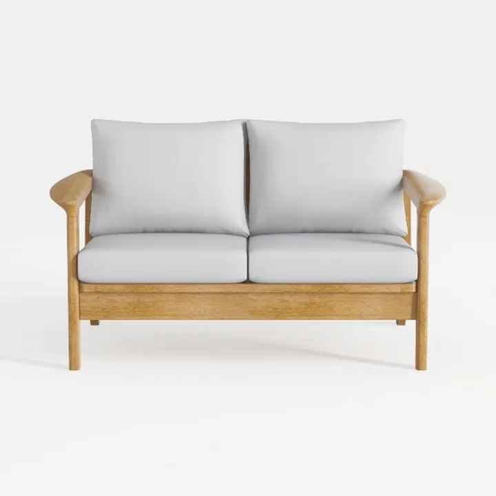 Minimalist Solid Wood Fabric Loveseat 3D Model