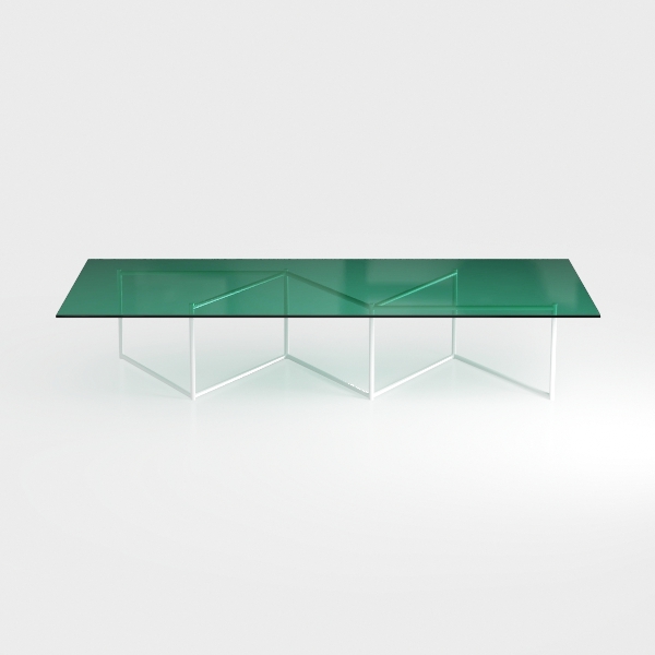 Enchanting Geometric Table in Green, Custom Black
