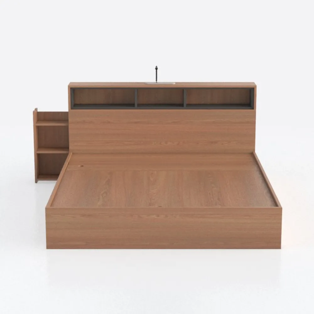 BOWERY HILL Walnut Brown Finished Wood Queen Size 