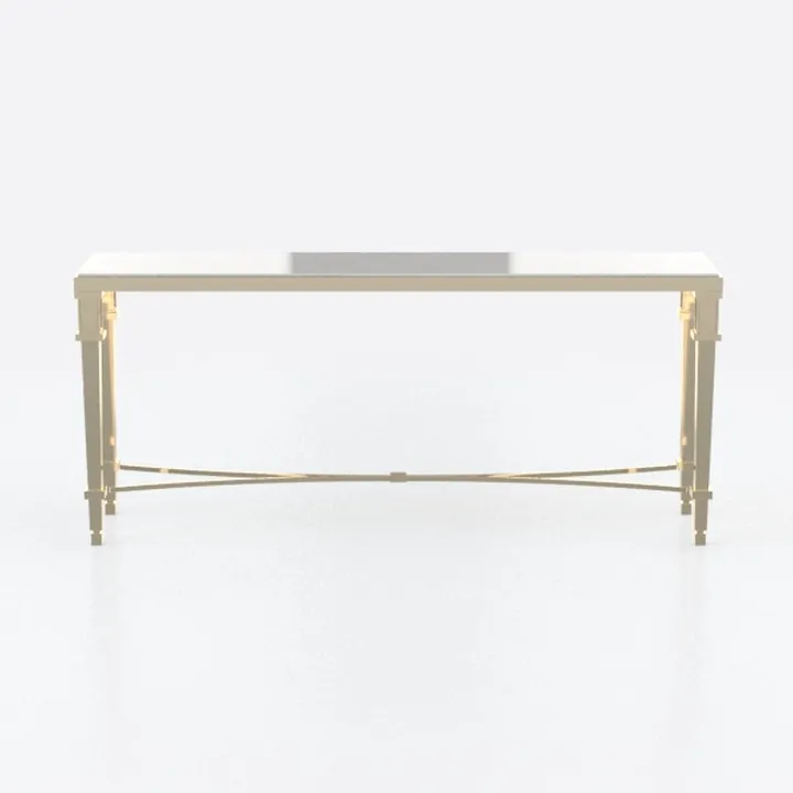 Henn&Hart 48" Wide Rectangular Desk in Brass, Lapt